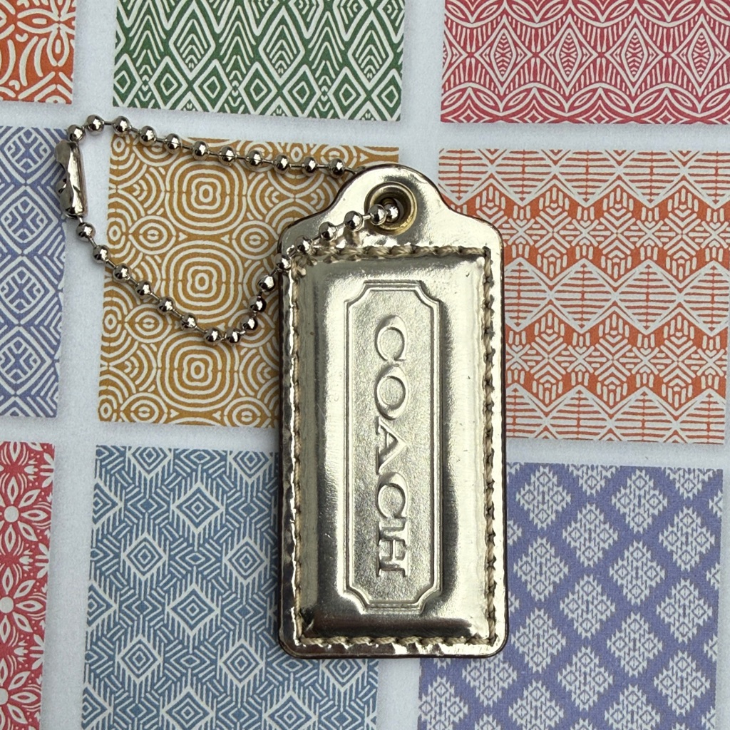 Coach Hangtag Silver Metallic Coach Keychain Tag Coach Accessories